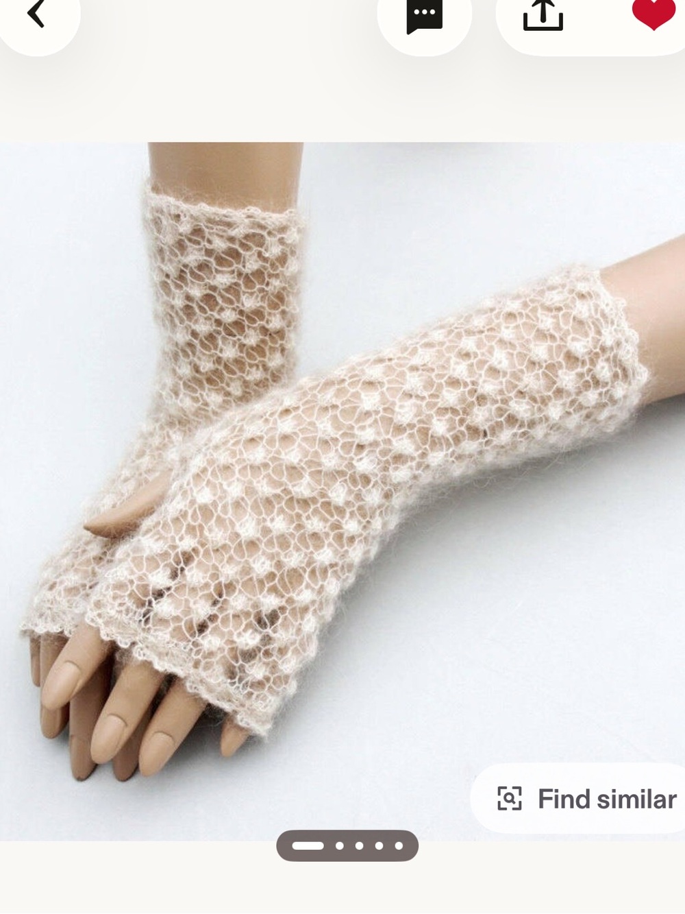 NWT Handknitted Cream Lace Fingerless Gloves Bridal Bohemian XS